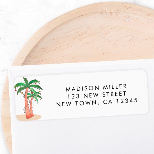 Tropical Palm Trees Return Address ラベル