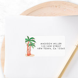 Tropical Palm Trees Return Address  ラベル