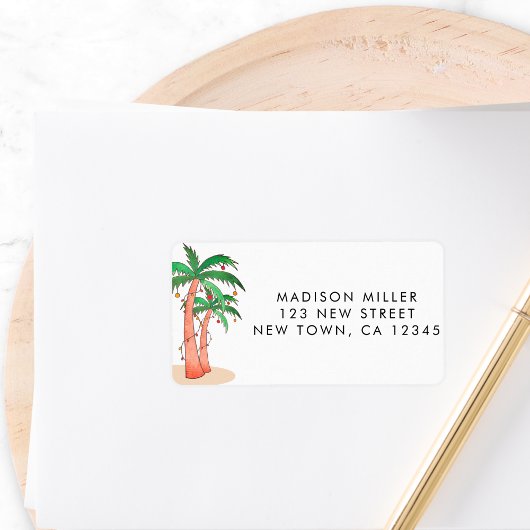 Tropical Palm Trees Return Address ラベル