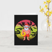 Tropical Palm Trees Santa Claus Summer Christmas I カード (黄色い花)