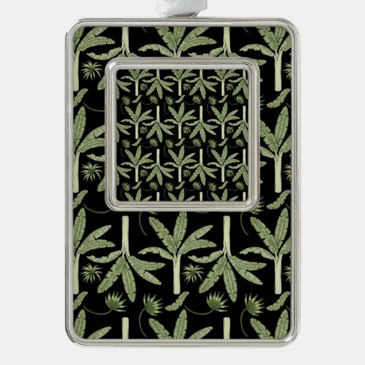 Tropical palm trees seamless pattern シルバープレートフレームオーナメント (正面)
