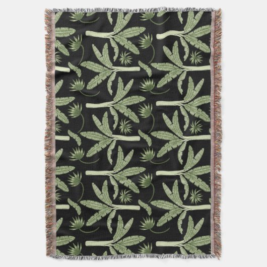 Tropical palm trees seamless pattern スローブランケット (正面縦)