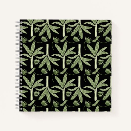 Tropical palm trees seamless pattern ノートブック (正面)