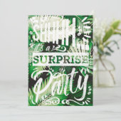 Tropical Palm Trees Shh Surprise Birthday Party 招待状 (スタンド正面)