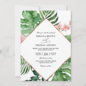 Tropical Palm Watercolor Budget QR Code Wedding 招待状 (正面)