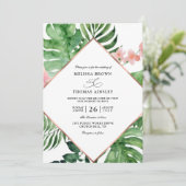 Tropical Palm Watercolor Budget QR Code Wedding 招待状 (スタンド正面)