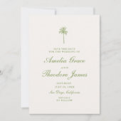 Tropical Palm Wedding Save the Date Card 招待状 (正面)