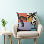 Tropical Palms on Geometric Sunset Background クッション (椅子)