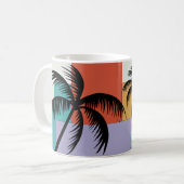 Tropical Palms on Geometric Sunset Background コーヒーマグカップ (正面左)