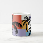 Tropical Palms on Geometric Sunset Background コーヒーマグカップ (中央)