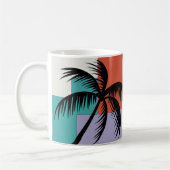 Tropical Palms on Geometric Sunset Background コーヒーマグカップ (左)