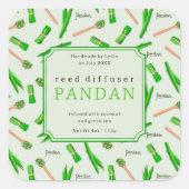 Tropical Pandan Leaf Reed Diffuser Label スクエアシール (正面)