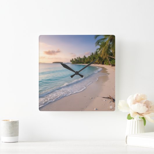 Tropical Paradise スクエア壁時計 (ホーム)