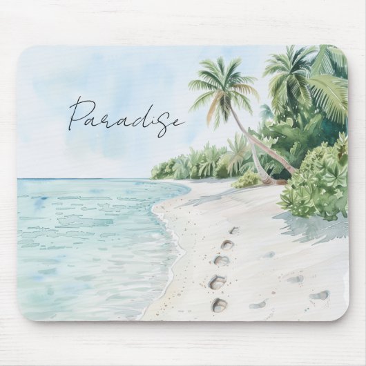 Tropical Paradise Beach Palm Trees マウスパッド (正面)