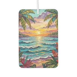 Tropical Paradise | Coastal Beach Scene Impasto カーエアーフレッシュナー