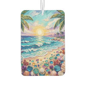 Tropical Paradise | Coastal Beach Scene Impasto カーエアーフレッシュナー (裏面)