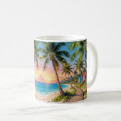 Tropical Paradise Coastal Seaside Cottage Ocean  コーヒーマグカップ (正面右)