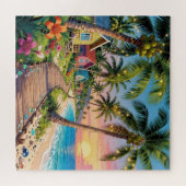 Tropical Paradise Coastal Seaside Cottage Ocean  ジグソーパズル (横)