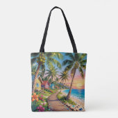Tropical Paradise Coastal Seaside Cottage Ocean  トートバッグ (裏面)