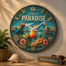 Tropical Paradise Colorful Macaw Cocktail Beach 