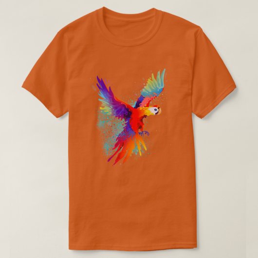 Tropical Paradise Colourful Scarlet Macaws Parrot  Tシャツ (デザイン正面)