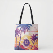 Tropical Paradise Cool Digital Art Monogram トートバッグ (正面)