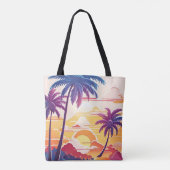 Tropical Paradise Cool Digital Art Monogram トートバッグ (裏面)