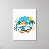 Tropical Paradise Island Logo Art キャンバスプリント (正面)