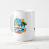 Tropical Paradise Island Logo Art コーヒーマグカップ (正面左)