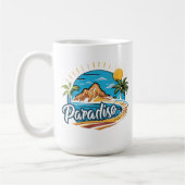Tropical Paradise Island Logo Art コーヒーマグカップ (左)