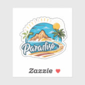 Tropical Paradise Island Logo Art シール (シート)