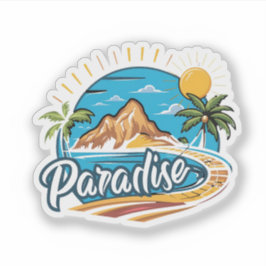 Tropical Paradise Island Logo Art シール