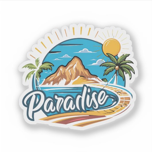 Tropical Paradise Island Logo Art シール (正面)