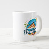 Tropical Paradise Island Logo Art ジャンボコーヒーマグカップ (正面右)
