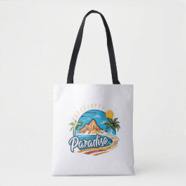 Tropical Paradise Island Logo Art トートバッグ