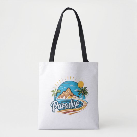 Tropical Paradise Island Logo Art トートバッグ (正面)