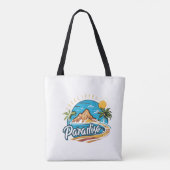 Tropical Paradise Island Logo Art トートバッグ (裏面)