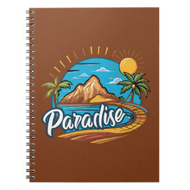 Tropical Paradise Island Logo Art ノートブック