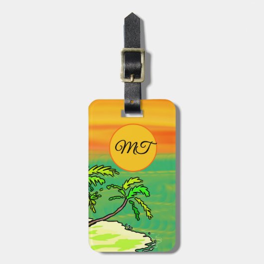 Tropical Paradise Orange Sunset Personalized ラゲッジタグ (正面縦)