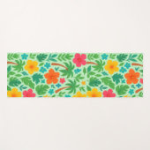 Tropical Paradise – Palm Leaves & Hibiscus Pattern ヨガマット (正面(横))