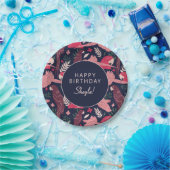 Tropical Parrot Happy Birthday Party Custom  ペーパープレート (パーティー)