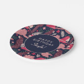 Tropical Parrot Happy Birthday Party Custom  ペーパープレート (アングル)