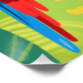 Tropical Parrot Happy Quote Art ポスター (コーナー)