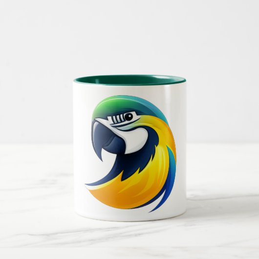 Tropical Parrot Illustration ツートーンマグカップ (中央)
