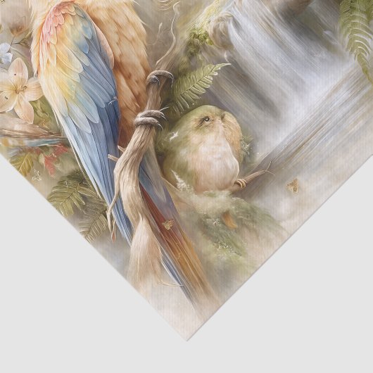 Tropical Parrots Waterfall Decoupage 薄葉紙 (詳細)