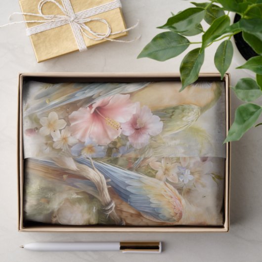 Tropical Parrots Waterfall Decoupage 薄葉紙 (ギフト)