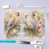 Tropical Parrots Waterfall Decoupage 薄葉紙 (クラフト)