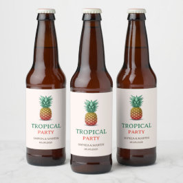 Tropical party retro pineapple ビールラベル