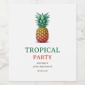 Tropical party retro pineapple ワインラベル (シングルラベル)