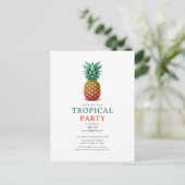 Tropical Party with retro pineapple Invitation ポストカード (スタンド正面)